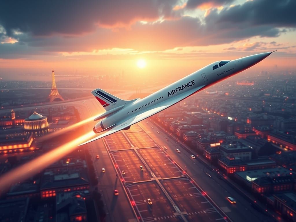 Futuristic Concorde Jet Takes Off in Paris