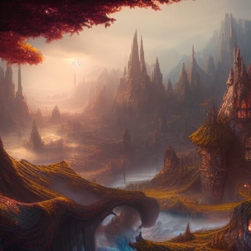 Fantastical Realm: Detailed Matte Painting