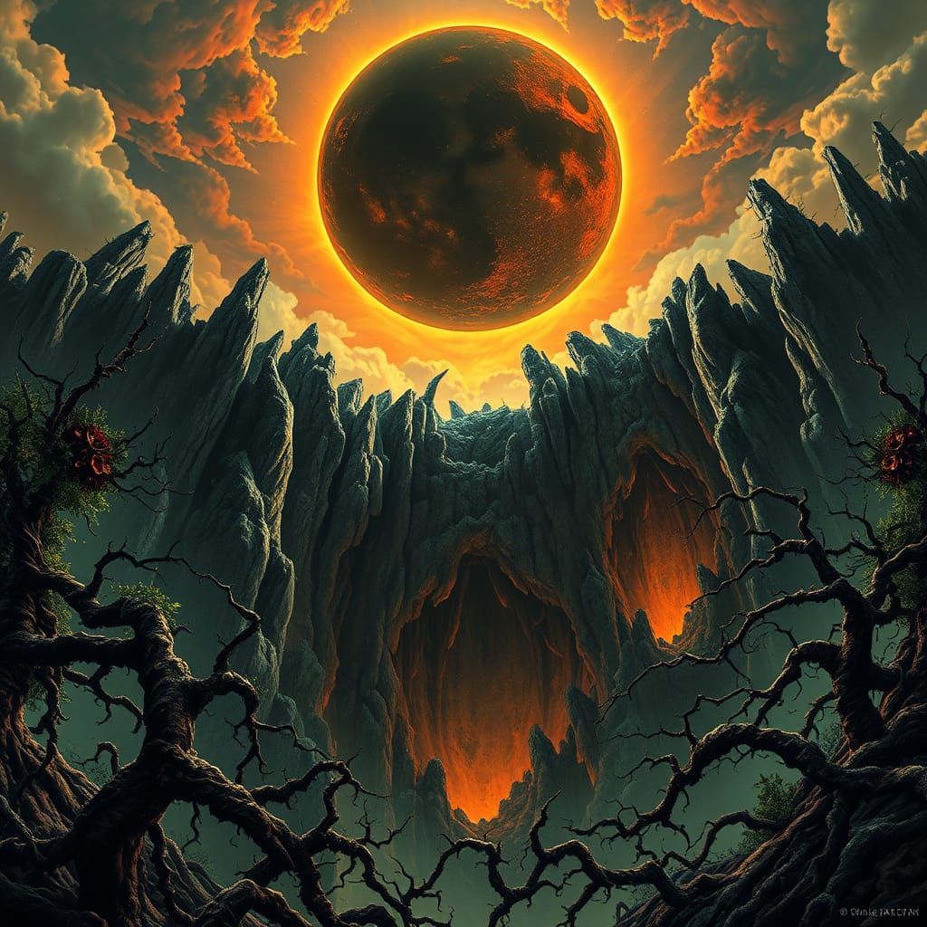 Eerie Black Sun over Abyssal Hellhole