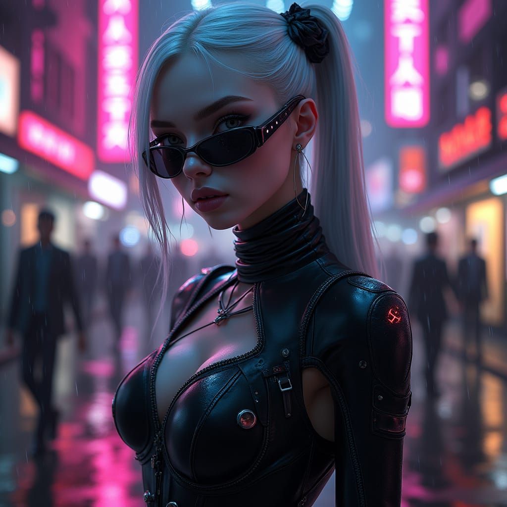 Cyberpunk Girl in Neon City: 8K Hyper-Realistic