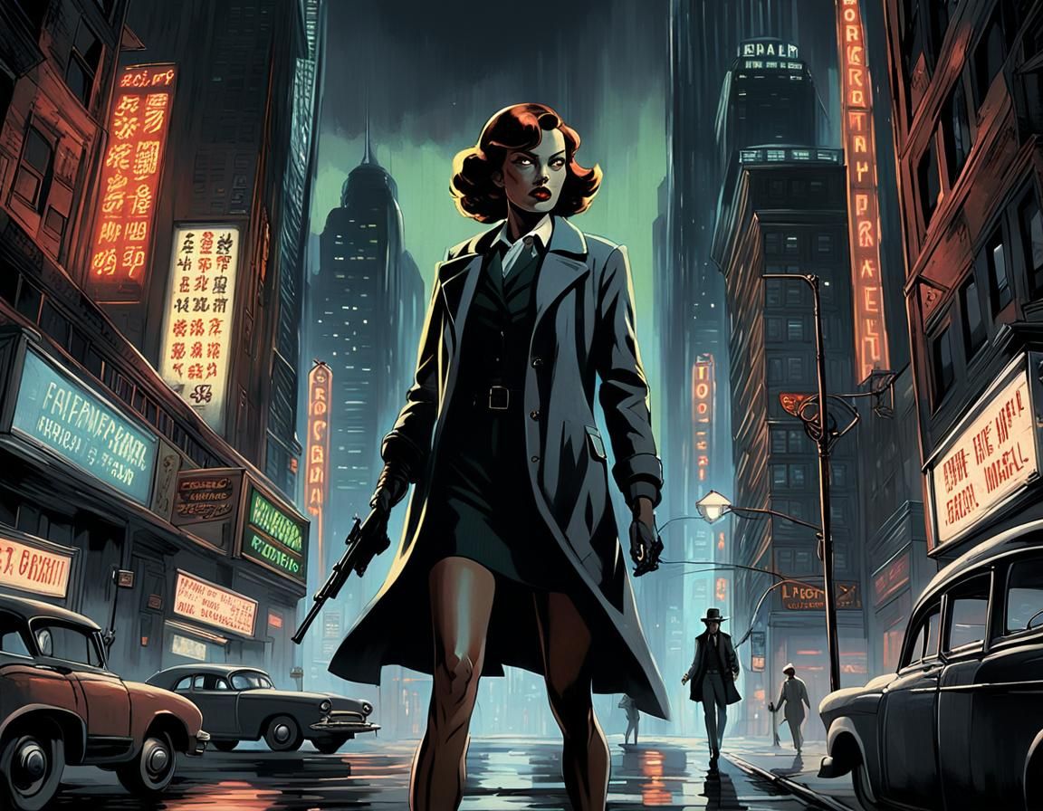Dramatic Pulp Art Noir Cityscape