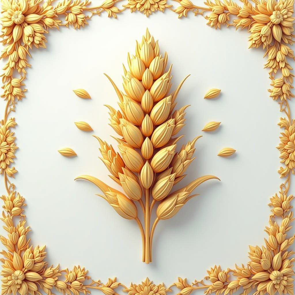 Vividly Detailed Wheat Seed in Hyper-Realistic Anime Style