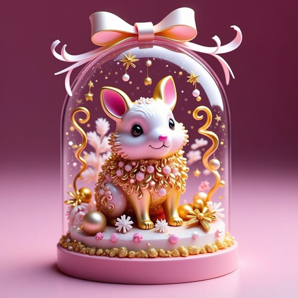 Holographic Christmas Animals in 3D Glass