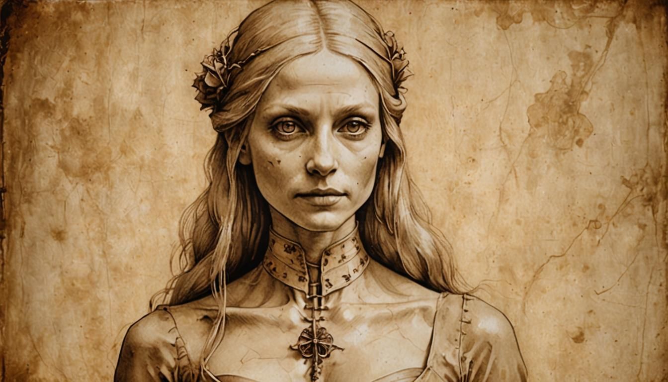 Renaissance Portrait of a Woman in Sepia Tones