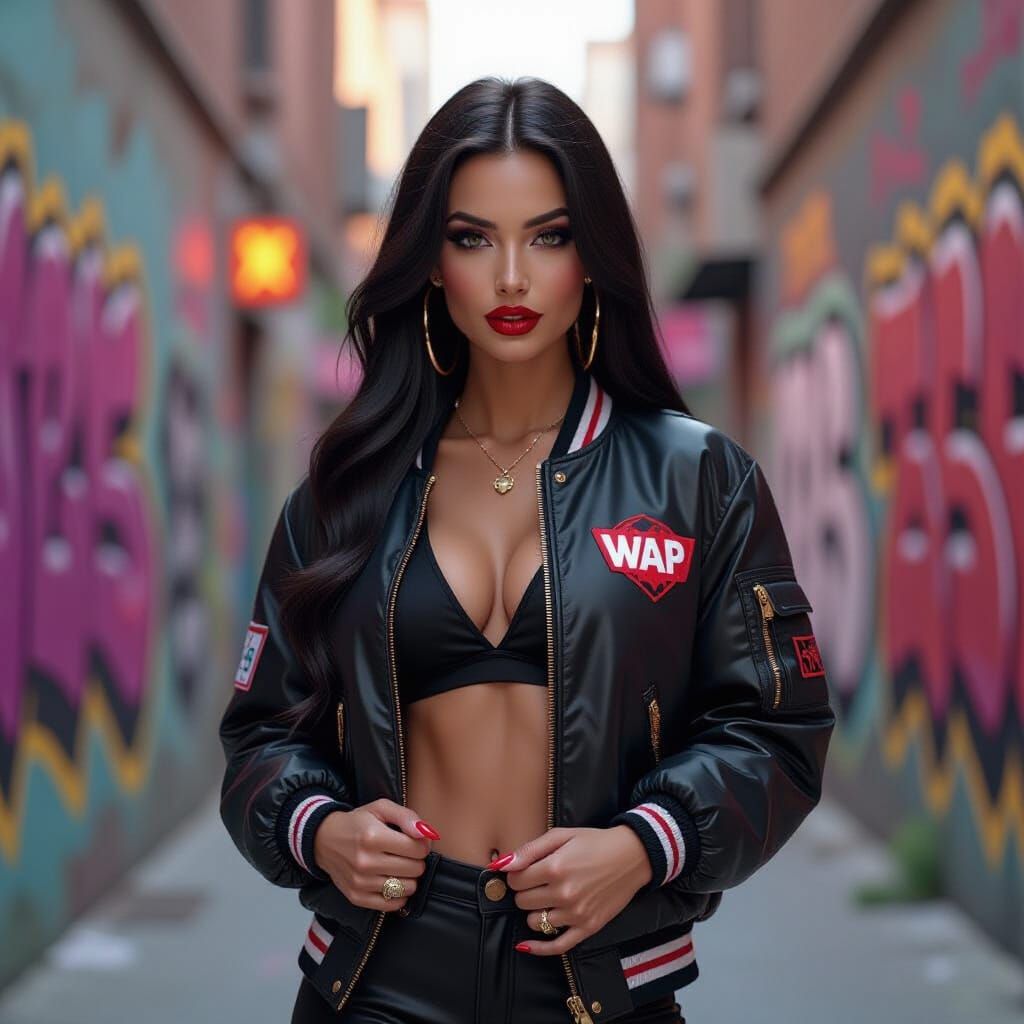 Goddess in Graffiti Alleyway: Neon Psychedelic Art