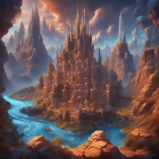 Majestic Castle at Sunrise: Fantasy Landscape