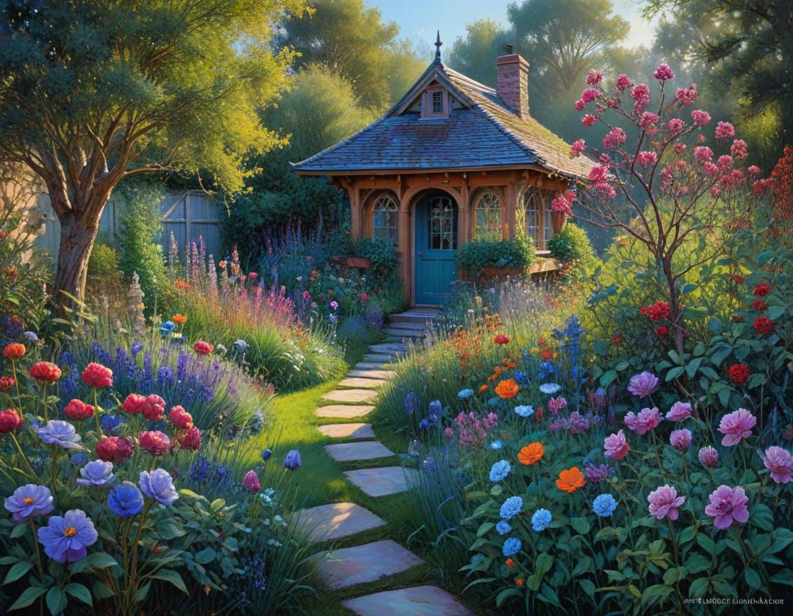 Vibrant Winter Garden Blooms in Expressive Watercolor Style