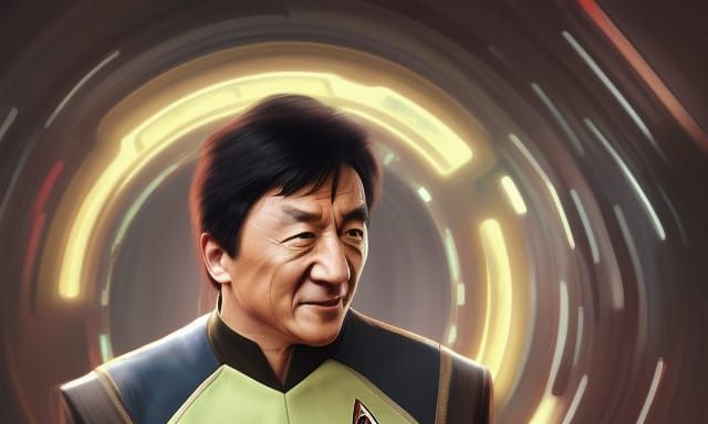 Jackie Chan Star Trek Portrait in Art Nouveau Style