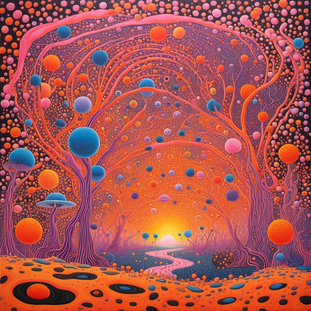 Psychedelic Alien Planet in Orange and Pink
