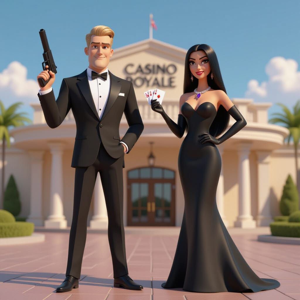 Casino Royale Couple in Pixar-Disney Style
