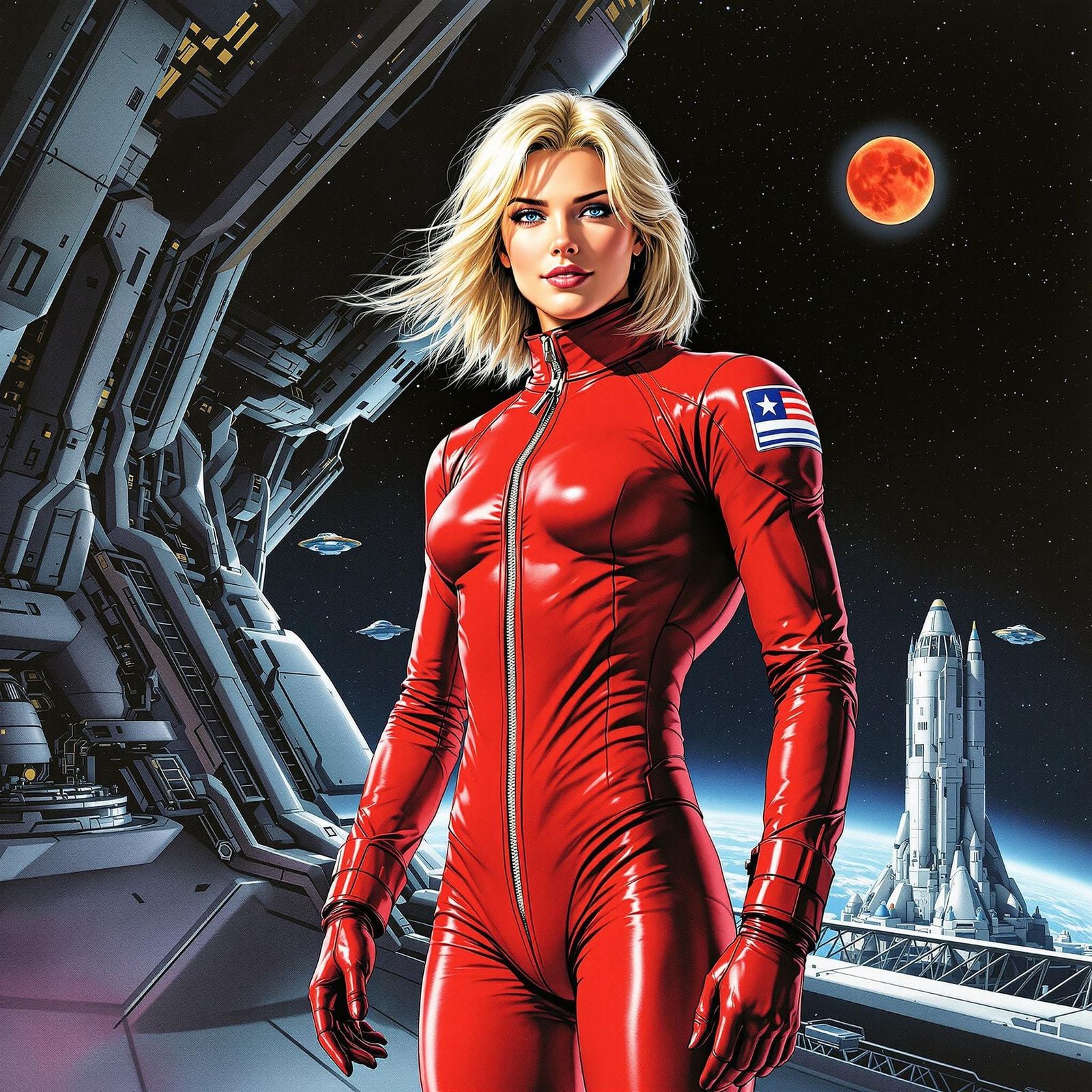 Futuristic Space Pilot in Vintage Manga Style