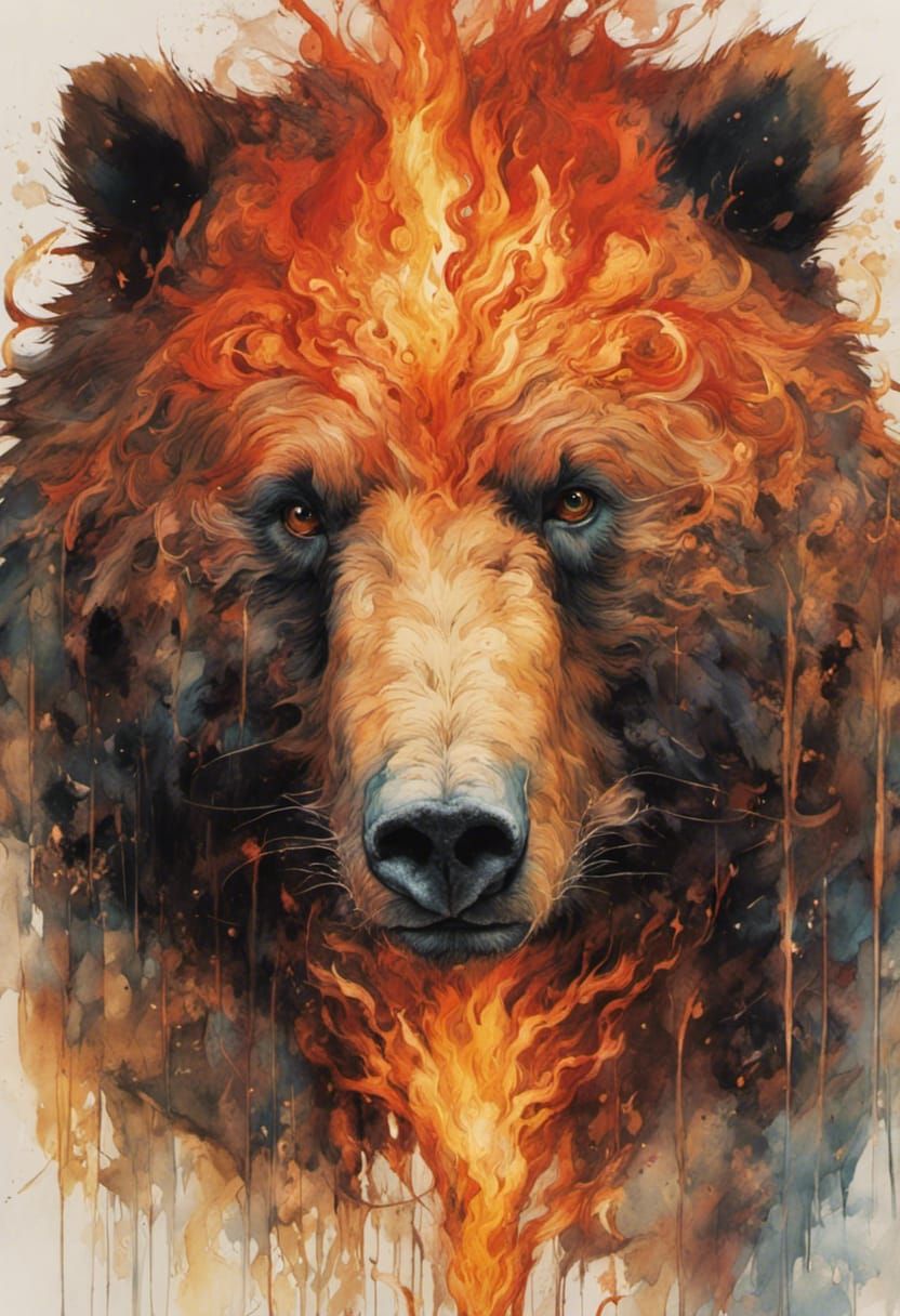 Inferno Highland Bear Ablaze in Fiery Fur
