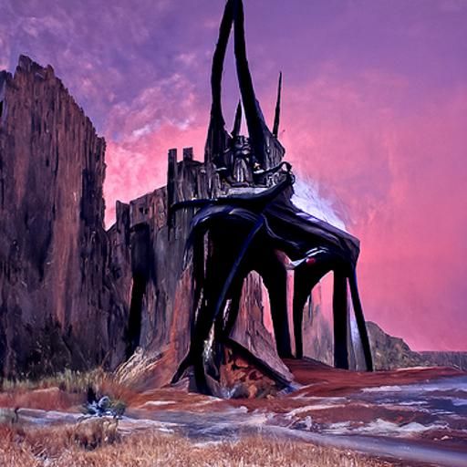 Elfin Keep: Dark Fantasy Oil Painting