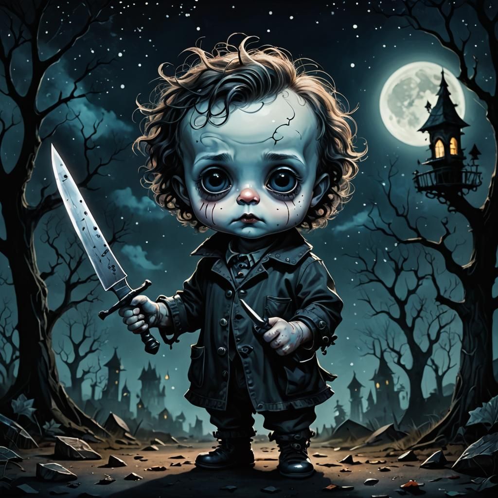 Tim Burton Style: Baby with Knife