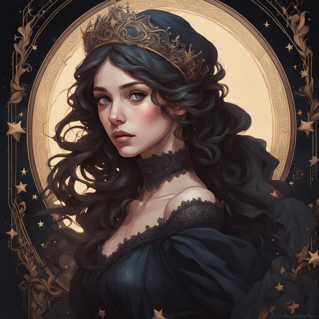 Victorian Girl Portrait in Alphonse Mucha Style