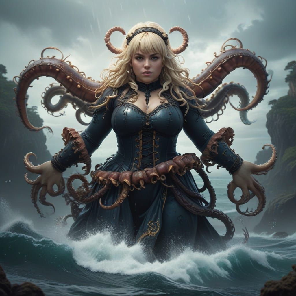 Surreal Mermaid Goddess Emerges from the Ocean Depths