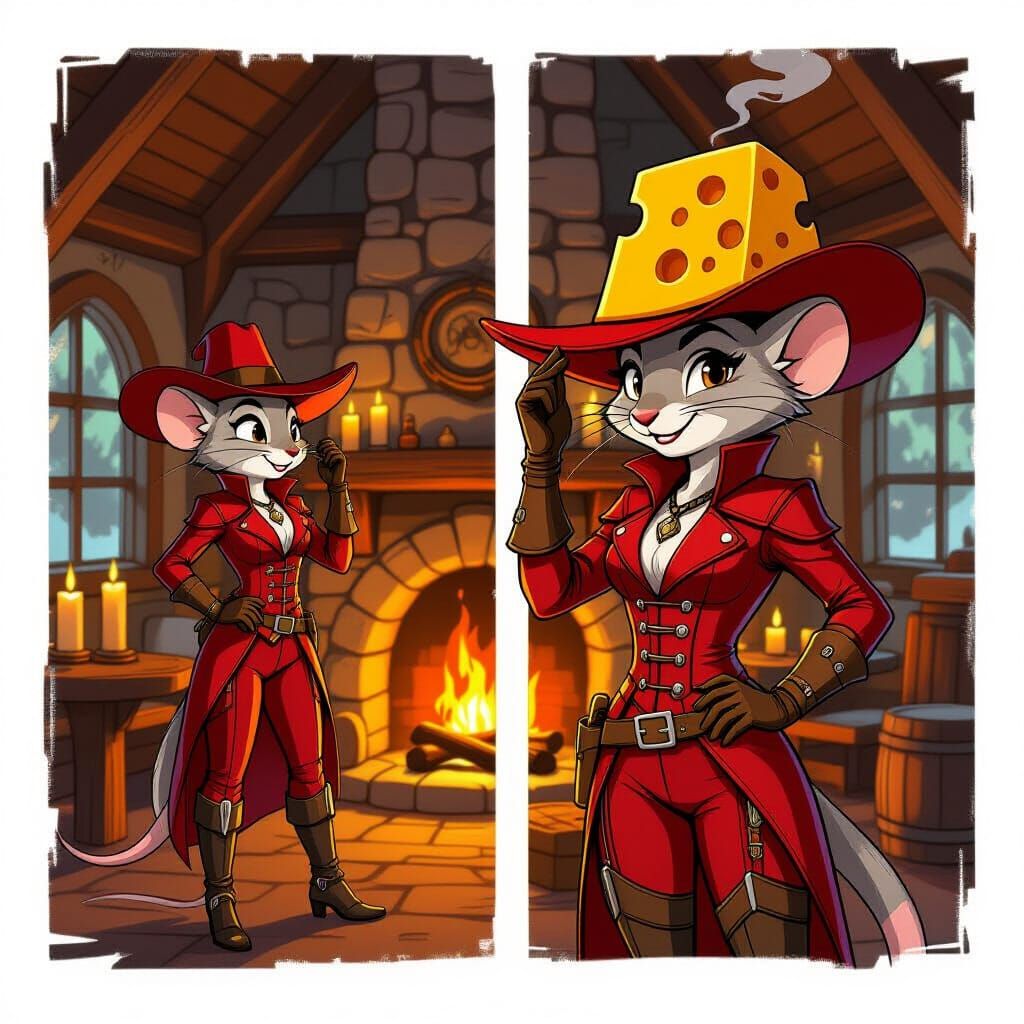 Cozy Fantasy Tavern Scene: Mouse Characters