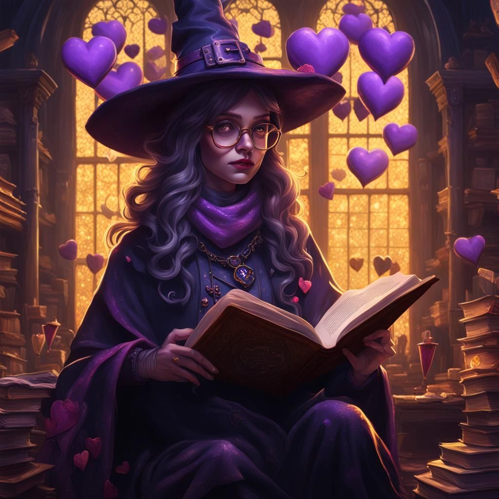 Enchanting Witch Reading: Dark Fantasy Concept Art