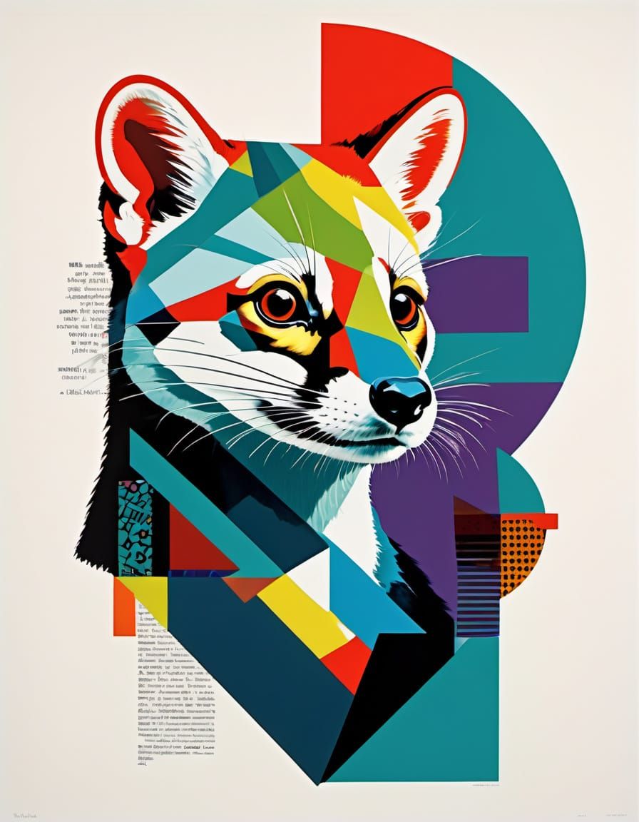 Vibrant Weasel Collage in Pop Art Style