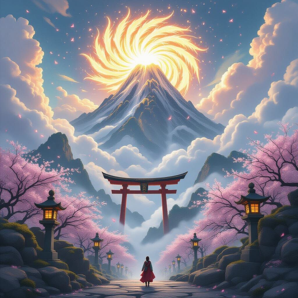 Sacred Japanese Mountain Hidden in Clouds