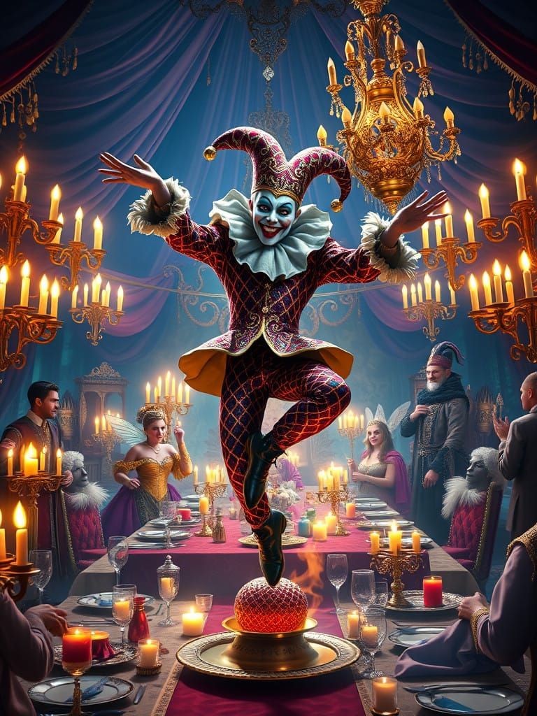 Mystical Jester in Grand Feast Scene