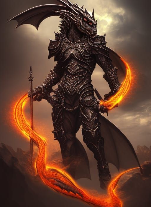 Dragon Knight in Baroque Expressionist Style