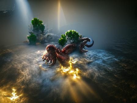 Kraken in 8K 3D with Volumetric Lighting