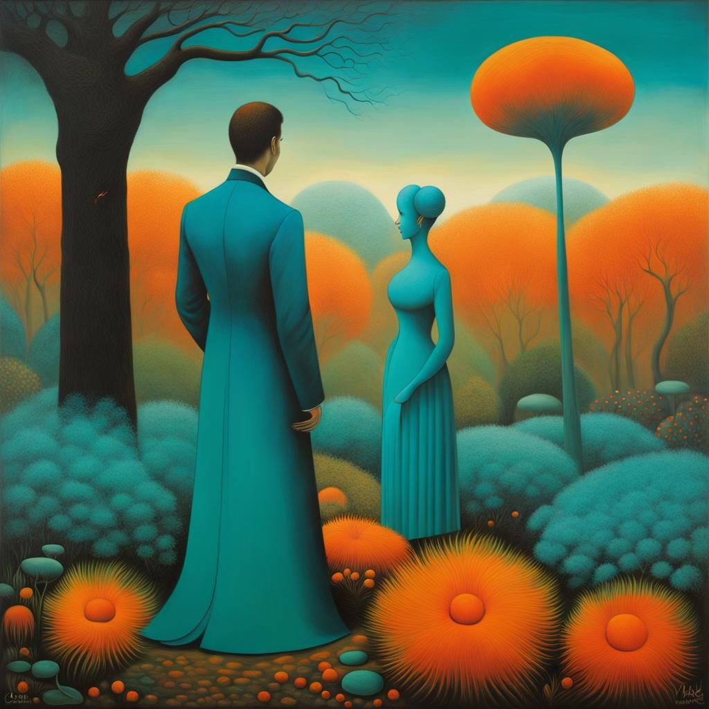 Ethereal Garden Scene with Vivid Colors