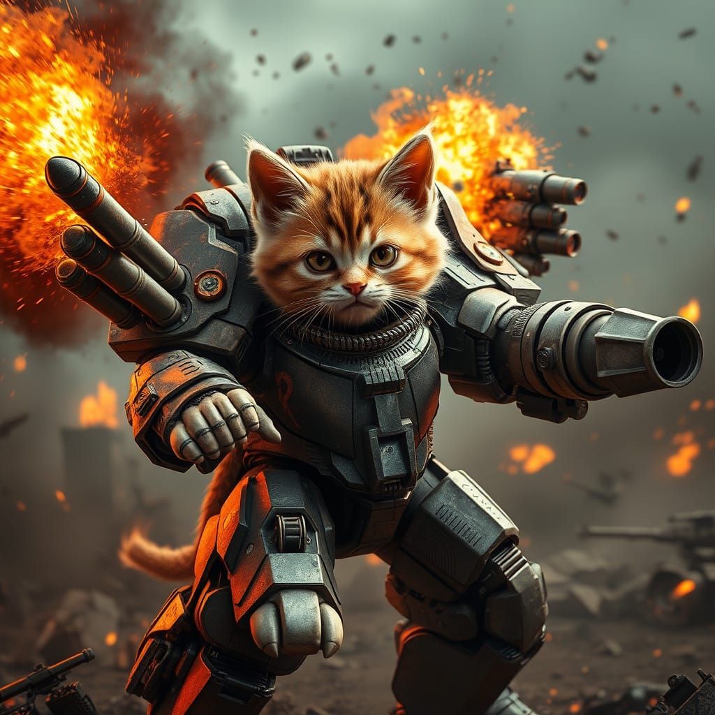 Kitten Pilot in Epic Mech Battle