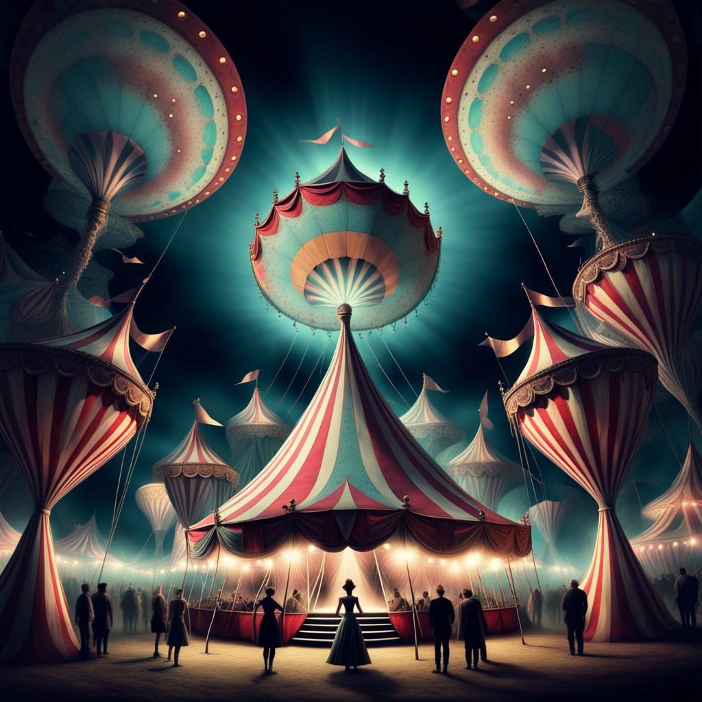 Surreal Fractal Night Circus: Ethereal Digital Art