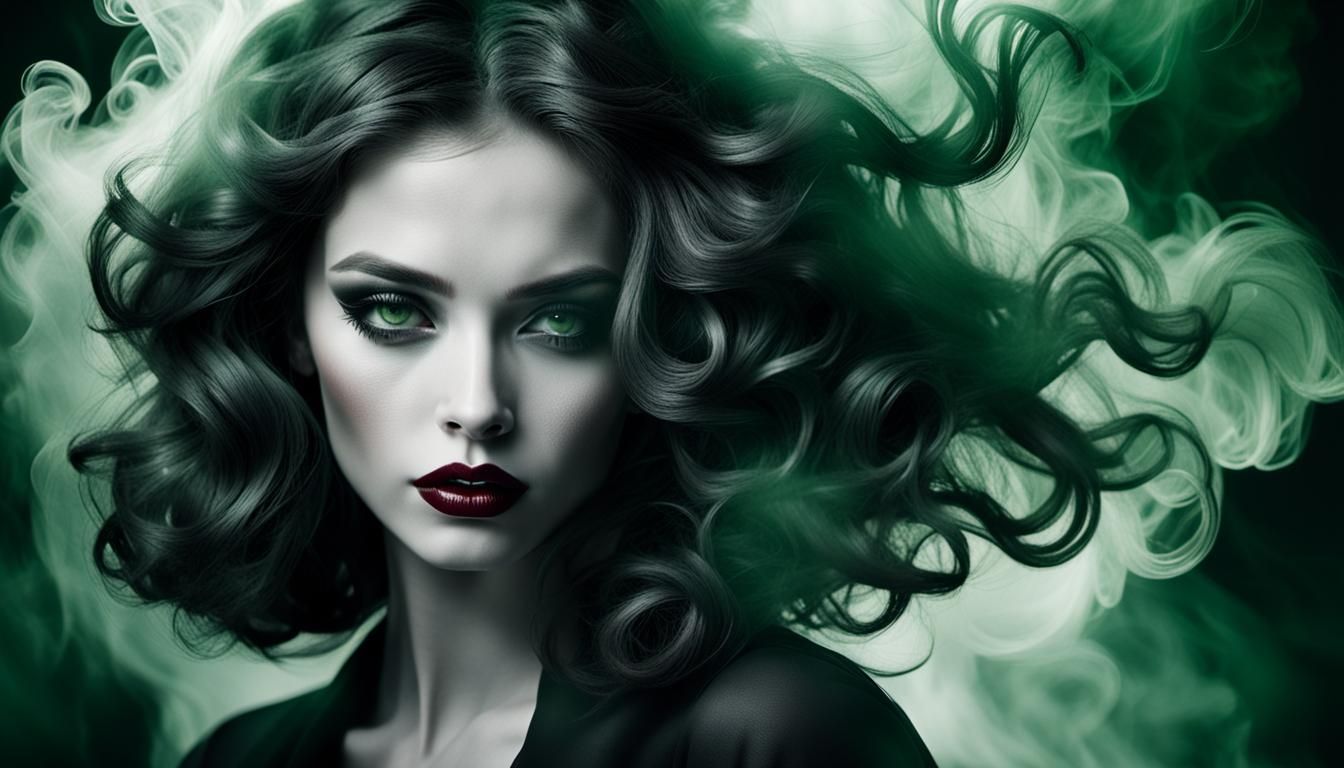 Monochrome Portrait of Elegant Woman with Red Lips