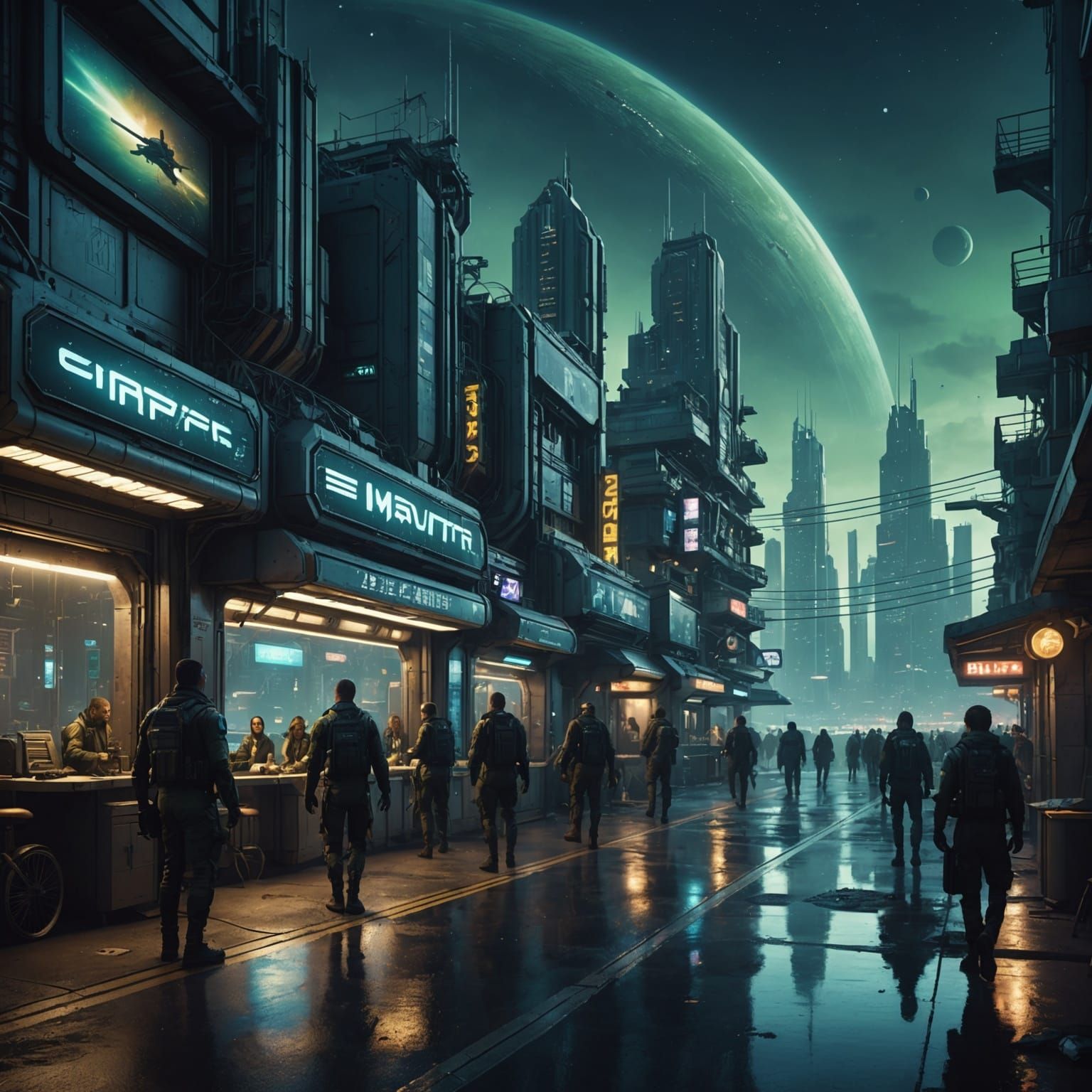 Futuristic City Under Galactic Night Sky