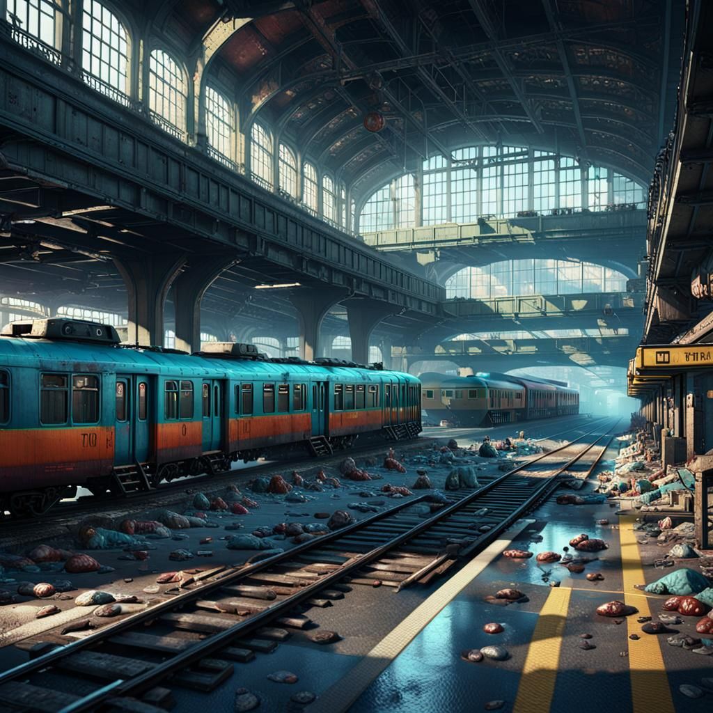 Zombie Train Station in Post-Apocalyptic Gotham