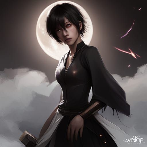 Rukia Lightning Portrait: Hyperdetailed Digital Art