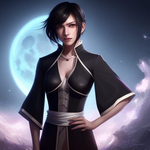 Rukia Lightning Portrait with Moon and Butterfly