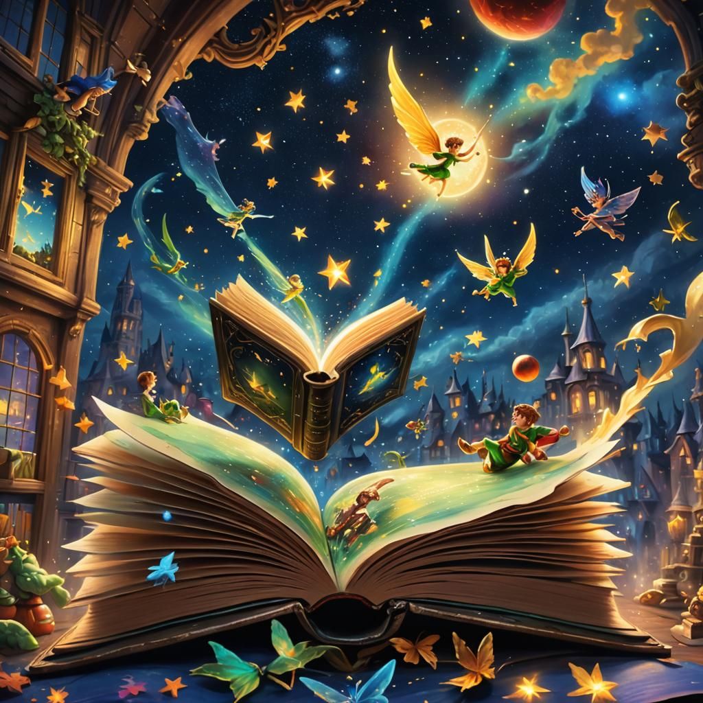 Peter Pan Storybook: Colorful Oil Painting