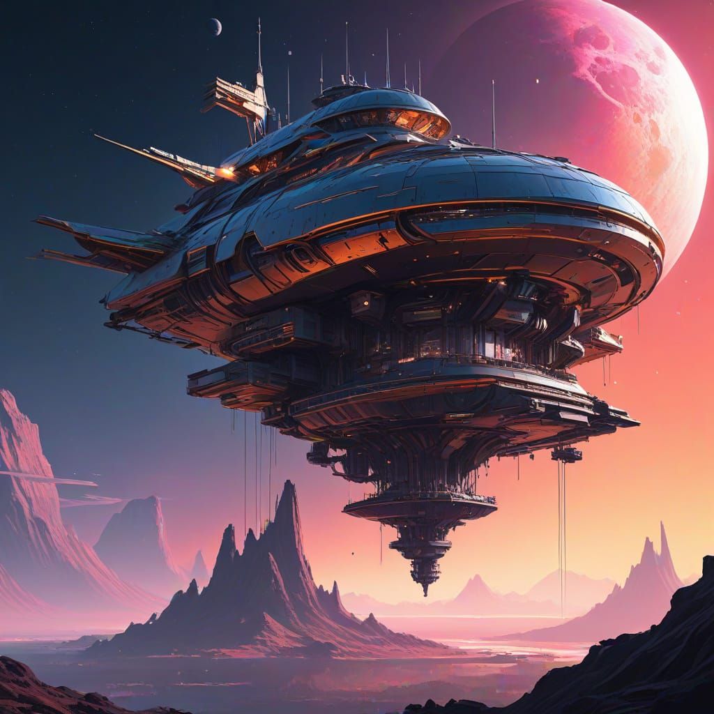 Clockwork Leviathan Drifting Through Cosmic Nebulae