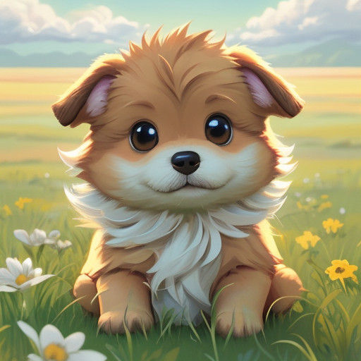 Sunny Whimsical Puppy at Play