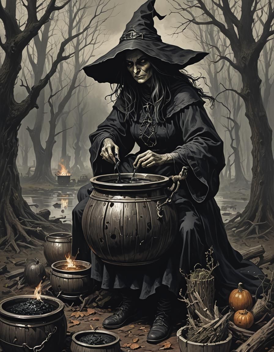 Dark Folk Salem Witch Brewing Potion