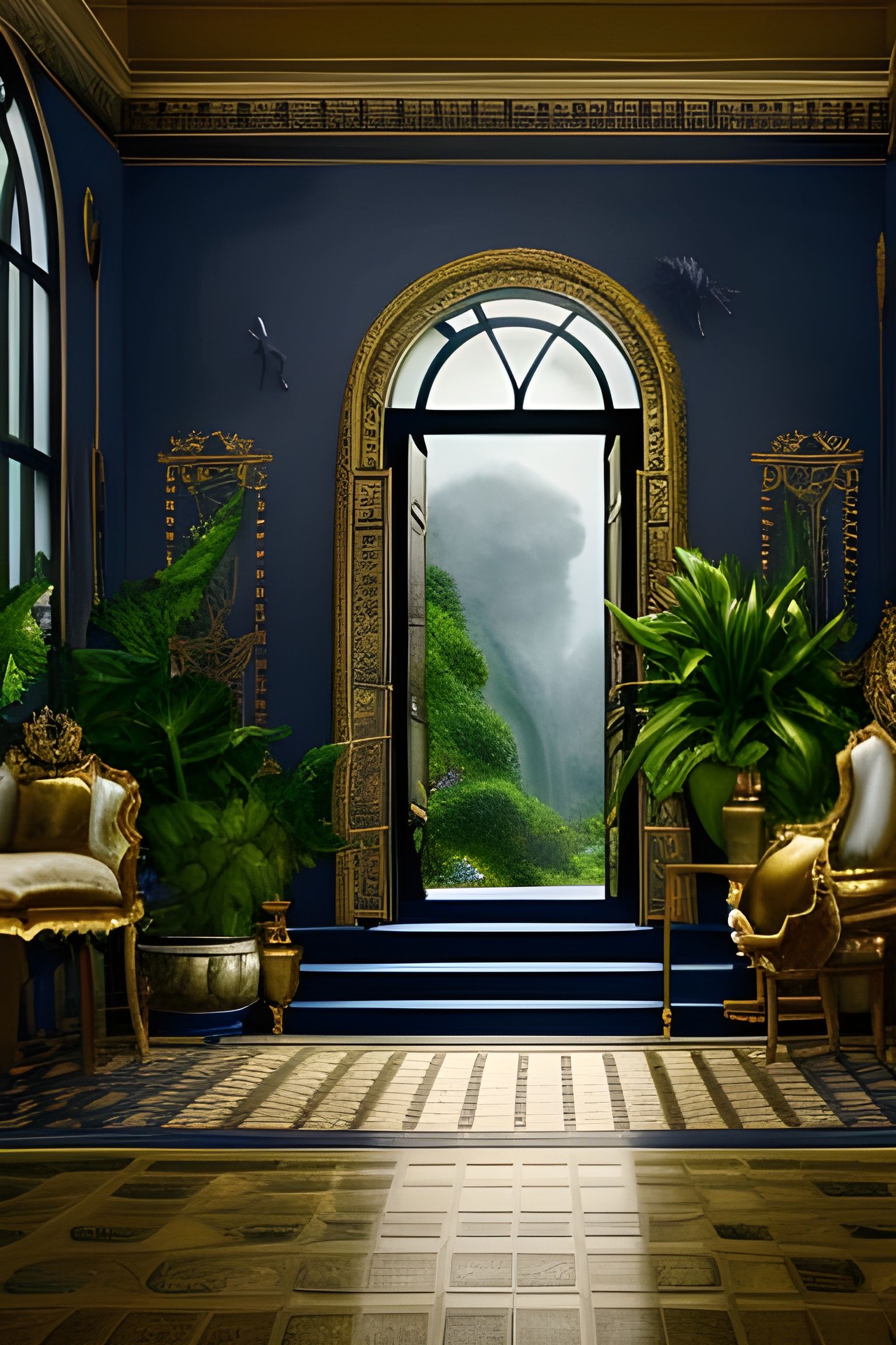 Grand Mansion Entrance Hall in Detailed Matte Painting