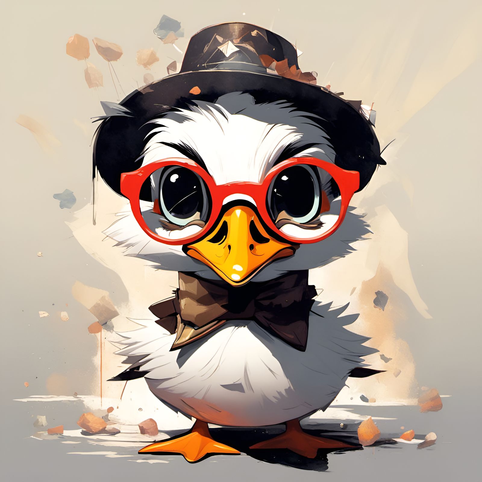 Chibi Goose with Mustache in Detailed 3D