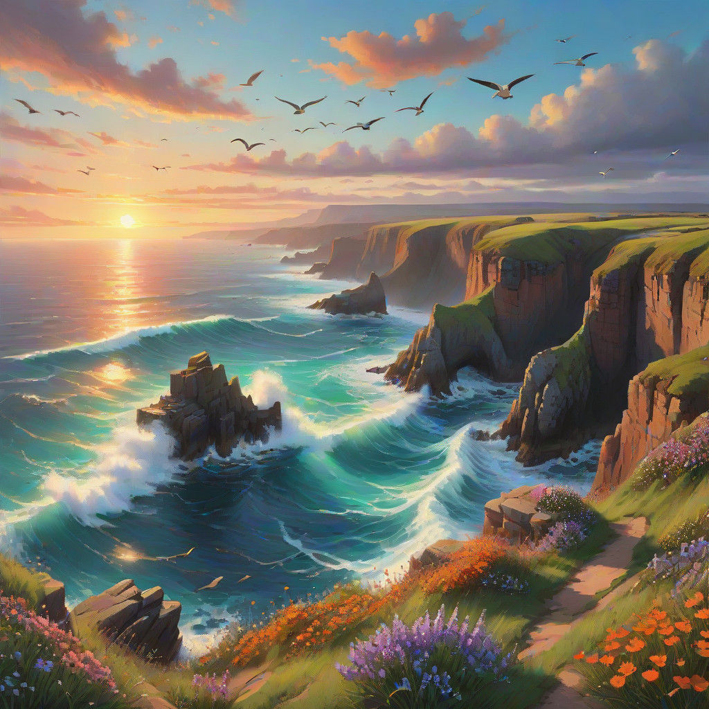 Turquoise Ocean Cliff Landscape