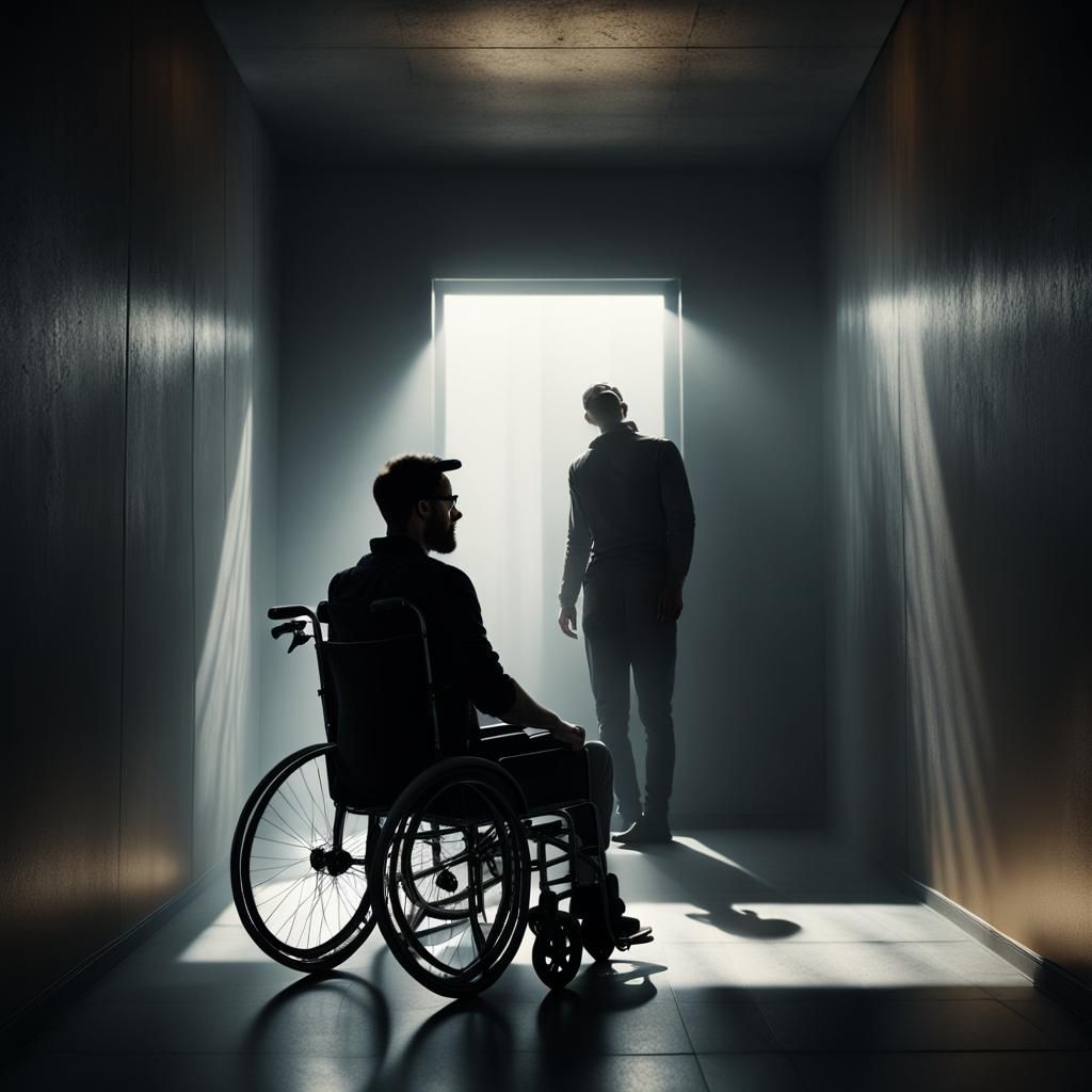 Atmospheric Digital Painting: Man in Wheelchair