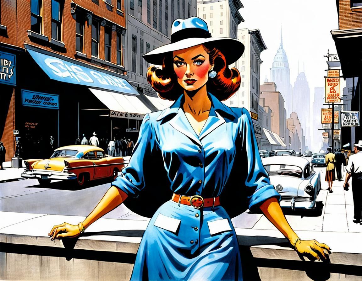 Elegant Society Girl in Comic Book Style