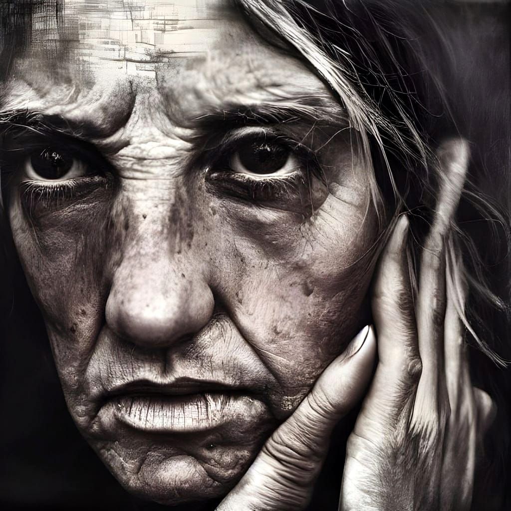 Expressive Close-Up Portrait in Neo-Impressionist Style