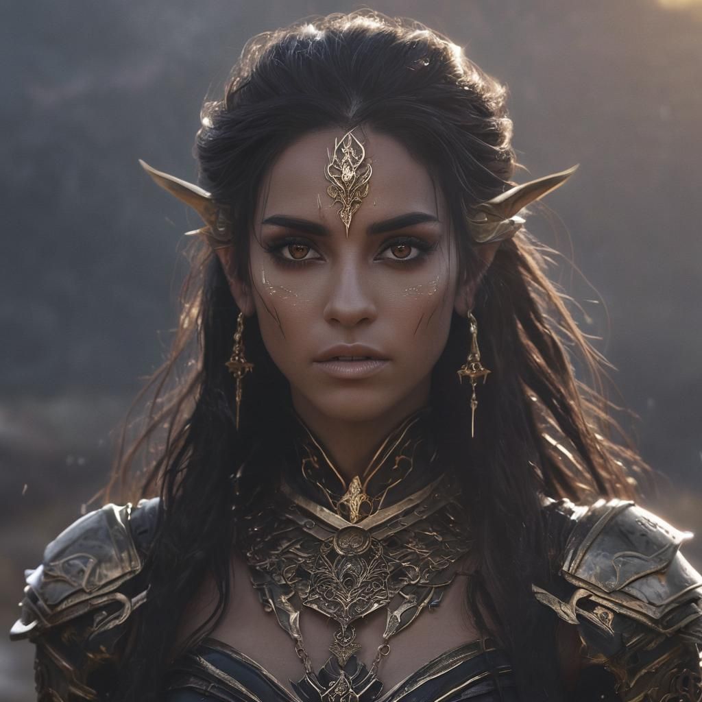 Mystic Dark Elf in Icy Landscape