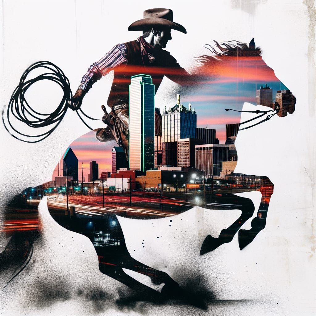 Cowboy Silhouette in Urban Graffiti Art