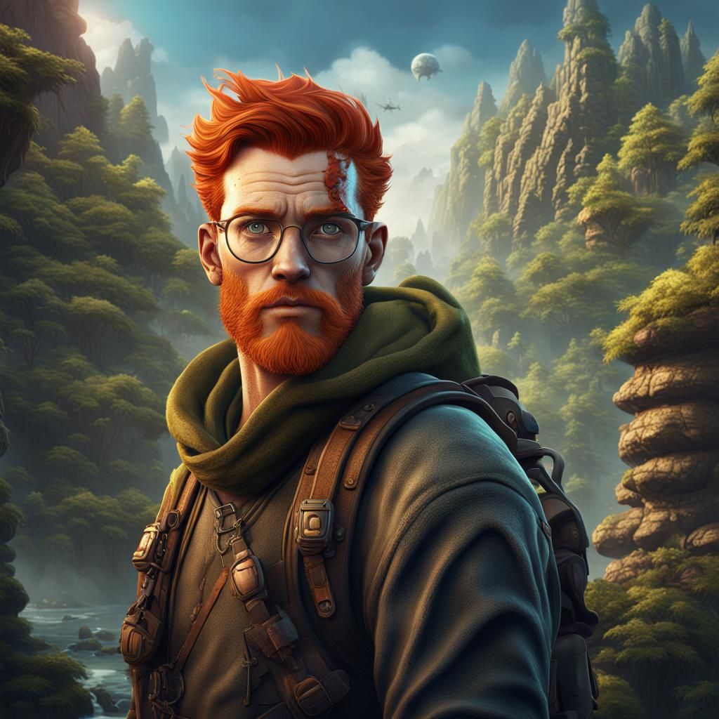 Adventurer with Ginger Hair in Detailed Matte Painting