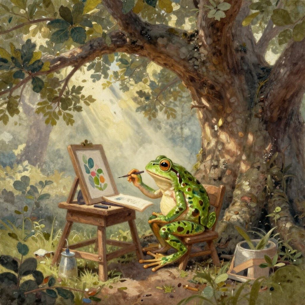 Anthropomorphic Frog Artist Paints Miniature Masterpiece in ...