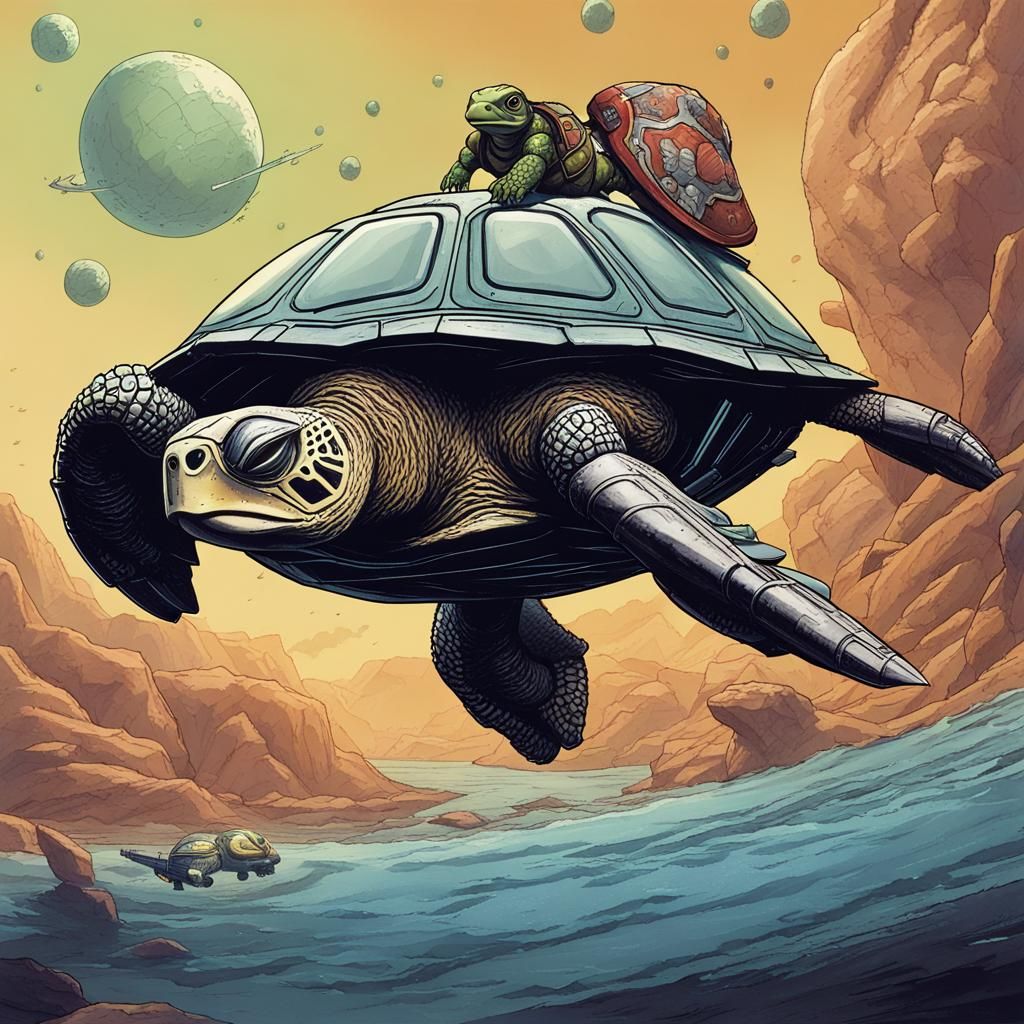 Turtle Starship Captain in Motion